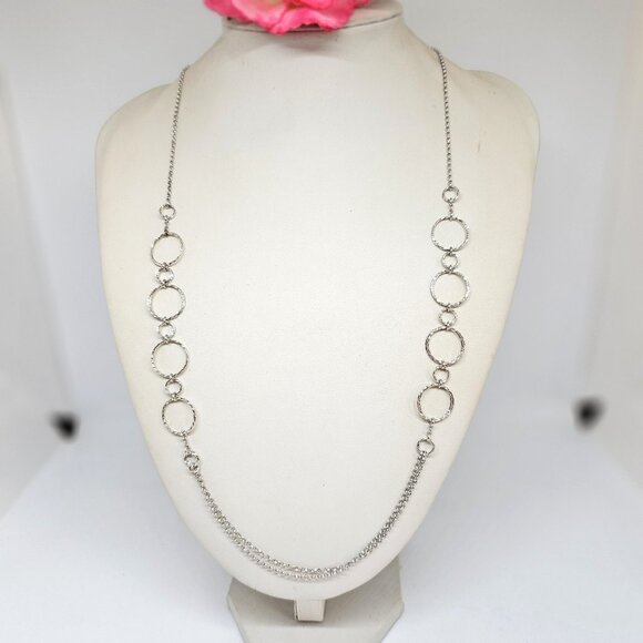 925 Sterling Silver Link Necklace 26" Italy - Picture 1 of 12